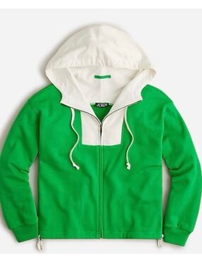 BOGO! J. Crew Full-Zip Anorak Oversized Sweatshirt Jacket in Kelly Green Size XS